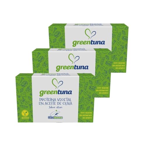 Greentuna Proteína Vegetal Sabor Atún Vegano 120g | En Aceite de Oliva Rías Baixas | Alternativa 100% Vegetal al Atún | Fuente de Proteína | Sin Gluten (3 x 120 g)