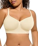 Wireless Bras for Women Soft Comfortable Seamless Bralettes Everyday Bra with No Underwire Beige Small