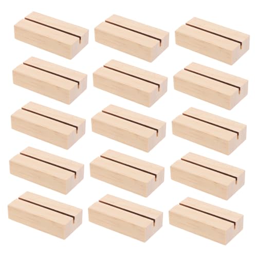 KICHOUSE 30pcs Wooden Table Number Holders Card Display Stand for Weddings Office Table Sign Holders Wedding Sign Stand