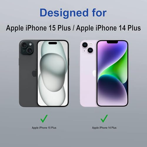 Image of amazon basics Back Case Cover for iPhone 15 Plus | Magnetic Case with Built-in Metal Ring | Supports Mag-Safe Charger, Wallet & Car Mount | Shockproof Hybrid PC + TPU | Black