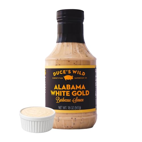 Duce’s Wild Barbecue Alabama White Sauce ‘White Gold’ - Creamy Award-Winning Mayo-Based White Sauce - Tangy, Zesty, Savory - Perfect for Chicken, Turkey, Wings, Dips & Sandwiches - 18 oz.