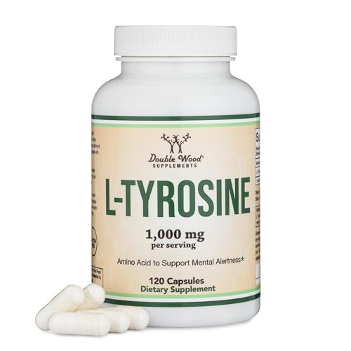 L-Tyrosine 1 000mg per Serving 120 Veggie Capsules (L Tyrosine Supplement for Memory Attention and Focus) Amino Acid Vegan Safe Non-GMO by Double Wood