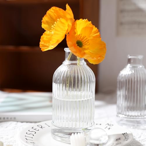 Magic Season Decorative Glass Bottle - 7 fl oz. Vertical Stripes Round Bottle (1 Set w/Glass Stopper)