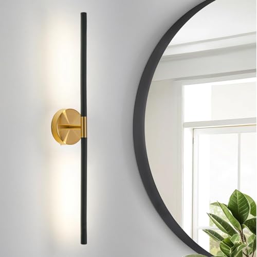 Image of Modern Bathroom Light Fixtures Over Mirror 36 Inch, 26W 360 Rotatable Dimmable 4000K Led Vanity Light Bar, Black and Gold Bathroom Vanity Lights Above Mirror