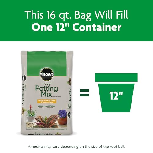 Miracle-Gro Indoor Potting Mix, Blended for a Variety of Houseplants, Feeds for up to 6 Months, 16 qt., 2-Pack