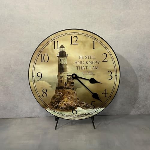Lighthouse 2 Wall Clock | Ultra Quiet Quartz Mechanism | Hand Made in USA Beautiful Crisp Lasting Color | Comes in 8 Sizes | 15-Inch