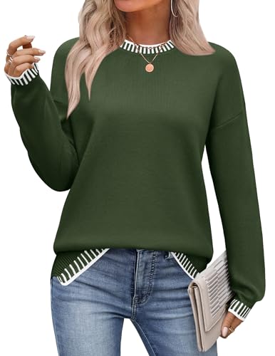 Zeagoo Womens Crewneck Pullover Sweater Long Sleeve Knit Side Sli...