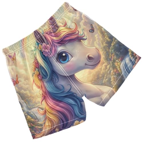 Pigsaly Boys Swim Trunks Unicorn Rainbow Sky Boys Board Shorts Swimsuit Swimwear Summer Bathing Suit 5T2
