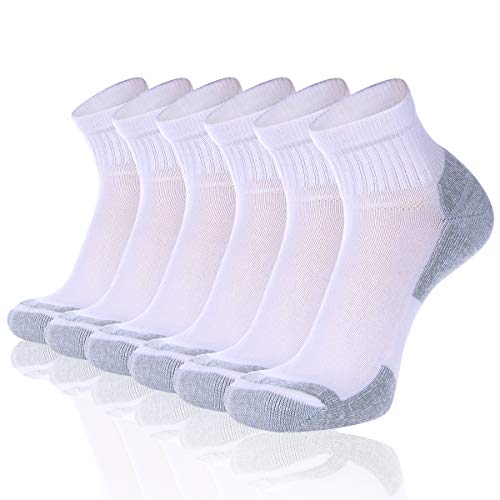 FLYRUN Men's Athletic Ankle Quarter Socks Men Comfort Cushion Moisture Wicking Work Sock 6 Pack
