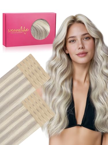 Image of WENNALIFE 3.15 inch Wide Tape in Hair Extensions Human Hair, Tape in Weft