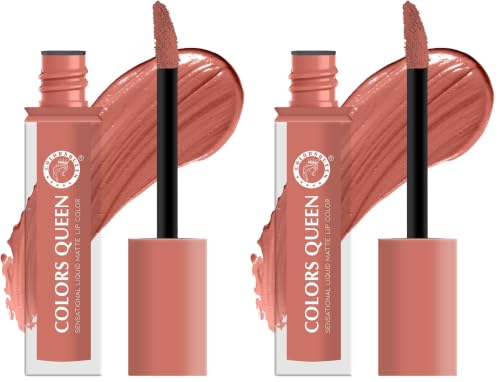 Image of Colors Queen Sensational Liquid Matte Lipstick - 7g | Long Lasting, Fade & Transfer Proof Lipstick | Highly Pigmented, Water & Smudge Proof Liquid Lipstick for Women (11 - Dusty Rose) (Pack of 2)