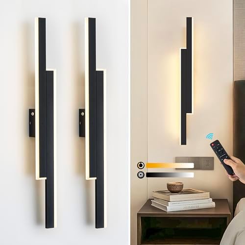 31.5 Inch Battery Operated Wall Sconces Set of Two, 10000mhA Blac...