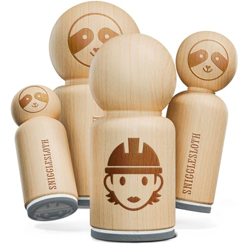 Occupation Construction Worker Builder Woman Icon Rubber Stamp for Stamping Crafting Planners - 1-1/4 Inch Large