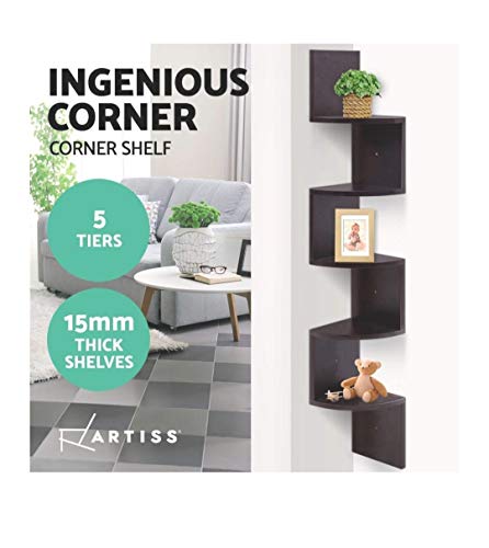 Image of Engineered Wood Wall Mount Wall Shelf Storage Display Floating Shelf For Home And Living Room,Dining Room,Kid'S Room,Outdoor Decor Items (Zig Zag, Black)