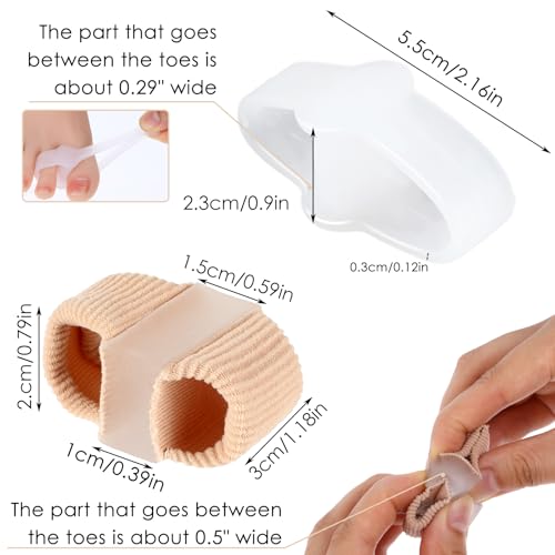 Image of Ptwola 4pcs Gel Toe Separators Bunion Corrector with 2 Loops Big Toe Spacers Overlapping Toes Spacers Hammer Toe Straightener Soft Breathable Elasticity Bunion Spacers for Women Men Relieve Foot Pain