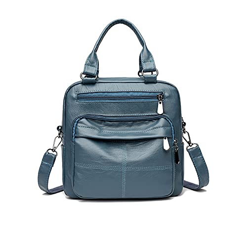 Sac à dos femme imperméable en cuir bleu avec bandoulière