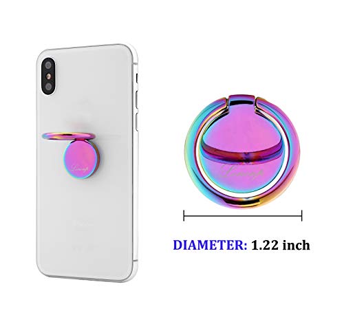 Lenoup Rainbow Cell Phone Ring Stand Holder,Purple Multicolor Ring Grip Kickstand,360 Rotation Metal Finger Ring For Almost All Phones,Pad #TOP6