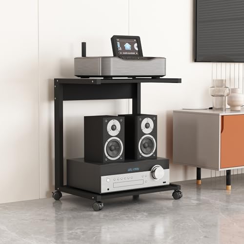 Meuble multimédia AV noir en bois noble pour salon élégant