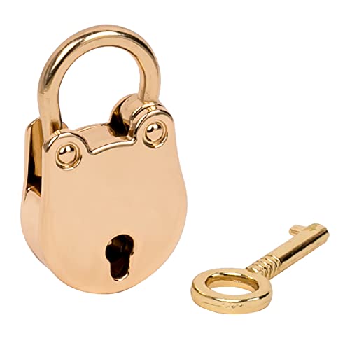 HMF Mini Decorative Padlock with Key, Gold, oval