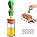 LeapBeast Ölflasche mit Pinsel, 1 Stücke Ölspenderflasche -180 ml, Quetsch-Typ Ölflaschenbürste mit Skalenlinien für Küche, Kochen, Grillen, Backen, Marinieren (Orange-Grün)