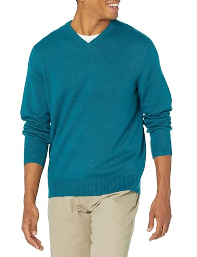 Amazon Essentials Herren Pullover-Pullover Mit V-Ausschnitt (Erhältlich In Groß und Schwer), Grünblau Meliert, M