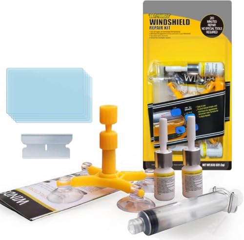 GLISTON Car Windshield Repair Kit for Auto Windscreen Chips and Cracks, Bulls-Eye, Spider Web, Star-Shaped, Nicks