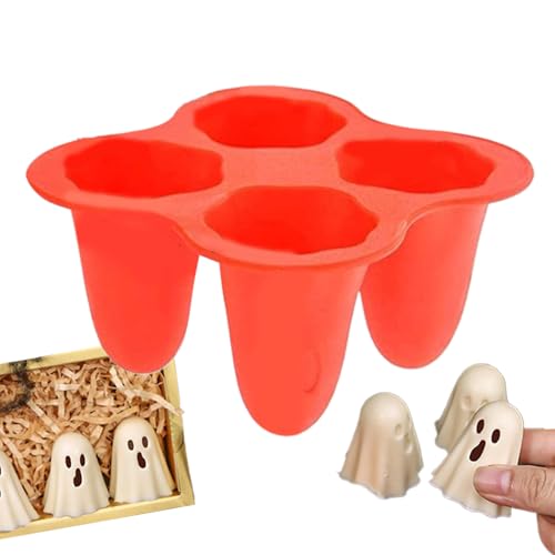 Xijobido Moldes de Chocolate de Halloween - Moldes De Chocolate 3D Antiadherentes Para Halloween | 4 Cavidades Reutilizables Para Fondant Cera Hielo Caramelo Galletas Repostería Adultos