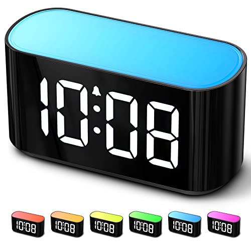 Housbay Digital Alarm Clock For Bedrooms - Large Display Easy To Read Across The Room, 7 Larger Color Night Light, Dimmer, True Battery Backup, Adjustable Volume, Countdown Timer #TOP8