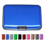RFID Blocking Aluminum Credit Card Holder for Men & Women, Cool Slim Metal Business Card Case (Blue)