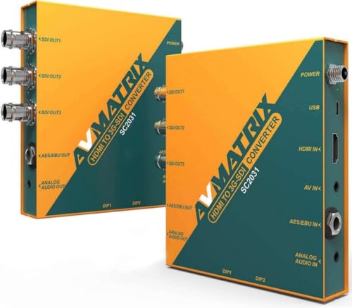 AVMATRIX SC2031 HDMI to 3G-SDI Scaling Converter, Up/Down Scaling and Frame Rate Conversion, Input Signal Automatic Detection and Configuration, Control Easily Via The DIP Switches