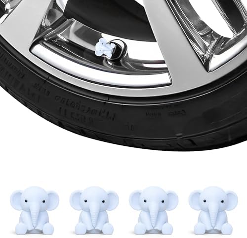 Cute Elephant Valve Stem Caps – White Tire Valve Caps for Car, Truck, SUV, Bike and Motorcycle – Animal Tire Valve Covers, Universal Fit Car Accessories, Funny Gift for Drivers (Pink) image 5