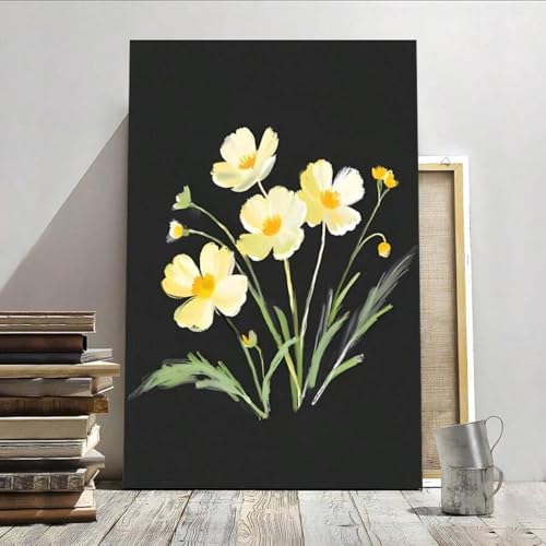Toile bouton d'or noir et jaune 21x30 cm pour deco salon moderne