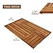 Utoplike Teak Wood Bath Mat, 32 x 20 inch Large Wooden Shower Mat for Bathroom, Non Slip Wood Floor Sturdy Mat for Inside Shower Luxury Spa Home or Outdoor