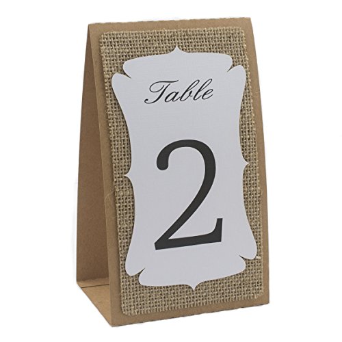Numéros de table fait à la main en kraft et jute de qualité supérieure triple épaisseur