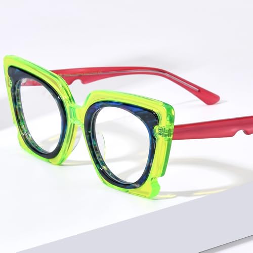 Image of HEPIDEM Gradient Multicolor Acetate Glasses Frame Women Big Oversize Eyeglasses 2023 New Spectacles Eyewear