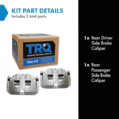 Image of TRQ Rear Driver and Passenger Side Brake Caliper Set 2 Piece for 2009-2010 Dodge Ram 2500 2009-2010 Ram 3500 with Single Rear Wheels SRW 2011-2018 2500 2011-2018 3500 with Single Wheels SRW