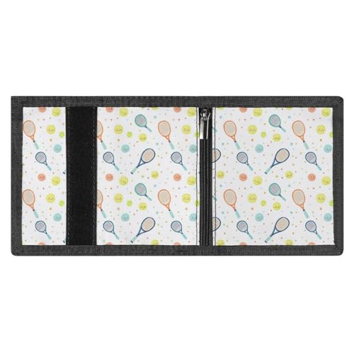 Cute Tennis Racket Print Wallet for Men, 8 Credit Card Holder Slim Minimalist Front Pocket Small Mens Bifold Wallets3