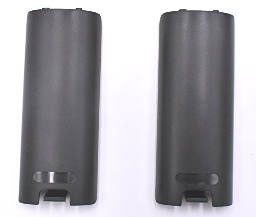 2 Pack of Replacement Battery Back Door Cover Shell for Nintendo Wii Remote Controller (Black)