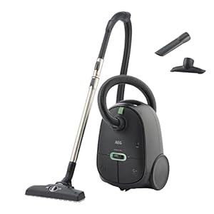 AEG-CLEAN-6000-OeKO-Staubsauger-mit-Beutel-Hohe-Saugleistung-Zusatzduesen-XL-Raeder-Edelstahl-Teleskoprohr-aus-65-Recyclingmaterial-12-m-Kabel-850-Watt-Zubehoer-Grau-AB61C1OKO