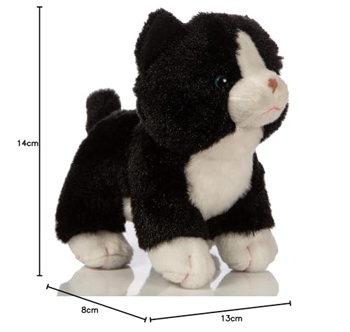 Uni-Toys - Katzen-Baby (schwarz-weiß), stehend - 13 cm (Höhe) - Plüsch-Kätzchen - Plüschtier, Kuscheltier, HT-30306
