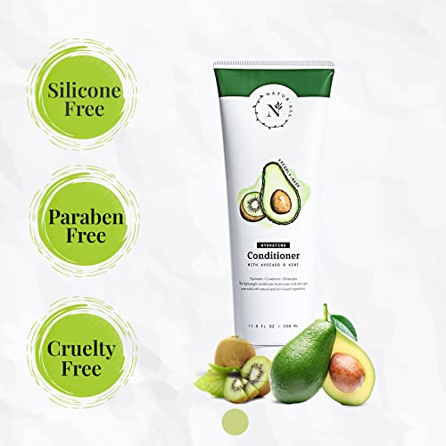 Naturall Hydrating Hair Conditioner - All Natural With Avocado & Kiwi, Silicone Paraben & Cruelty-Free - Adds Moisture & Shine - For Dry, Frizzy Hair - 11.8 Oz #TOP5