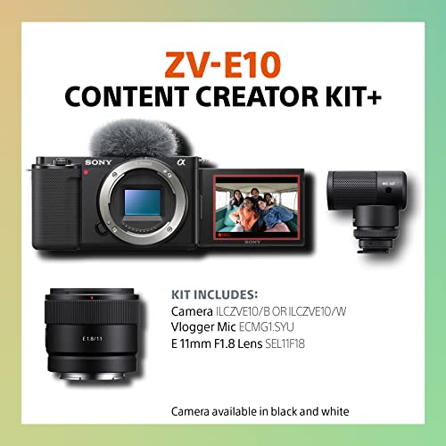 Image of Sony Alpha ZV-E10 - APS-C Interchangeable Lens Mirrorless Vlog Camera & Content Creator Kit Black
