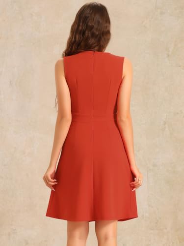 Image of Allegra K Women's Work Dress Round Neck Solid Color Sleeveless A-Line Business Casual Office Dresses