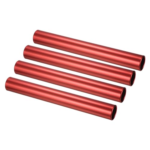 PATIKIL Relay Track Baton, 4 Pcs Aluminum Tube Field Running Race Stick Corrosion Resistant for Outdoor Athletics Sport Game Practice Tool, Red
