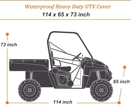 Image of NEVERLAND UTV Covers Heavy Duty, 300D UTV Cover 2-3 Seater All-Weather Protection, Side by Side Cover Waterproof Outdoor Storage Windproof Compatible with Honda Pioneer Polaris Ranger 114 inchx 65 inchx 73 inch