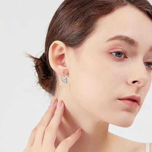 Image of 925 Sterling Silver Dog Earrings Cute Animal Puppy Stud Earrings Dog Jewelry Gifts for Women Girls Pet Lover Hypoallergenic Earrings for Sensitive Ears
