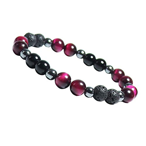 Bracelet de protection triple UEUC, pour la protection - Apportez chance et prospérité - Bracelets hématite + obsidienne noire + Tiger EyeStone
