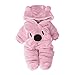IMJONO Bébé Combinaison de Neige Polaire Barboteuse à Capuche Hiver Tenues à Manches Longues Ours Épaissir Plus Velours À Capuche Barboteuse Bébé Fille Garçons 0-12 Mois（Rose,0-3 Mois
