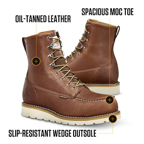 Carhartt Men's Waterproof 8" Moc Steel Toe Construction Wedge Work Boot3