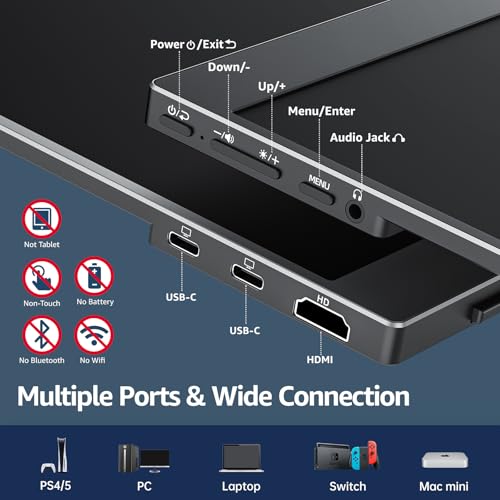 Cocopar Y156FH7S Portable Monitor 15.6 Inch 1080P Travel Monitor With Speaker Hdmi Usb-C External Monitor For Laptop Macbook Surface Pc Xbox Ps5 Switch thumb #3
